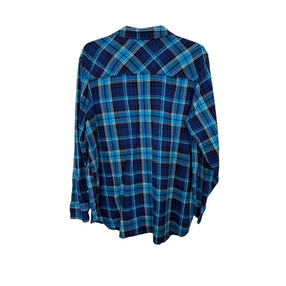 Woolrich Women's XXL Blue Plaid Flannel Shirt 100% Cotton Button Front Outdoor - Picture 3 of 10